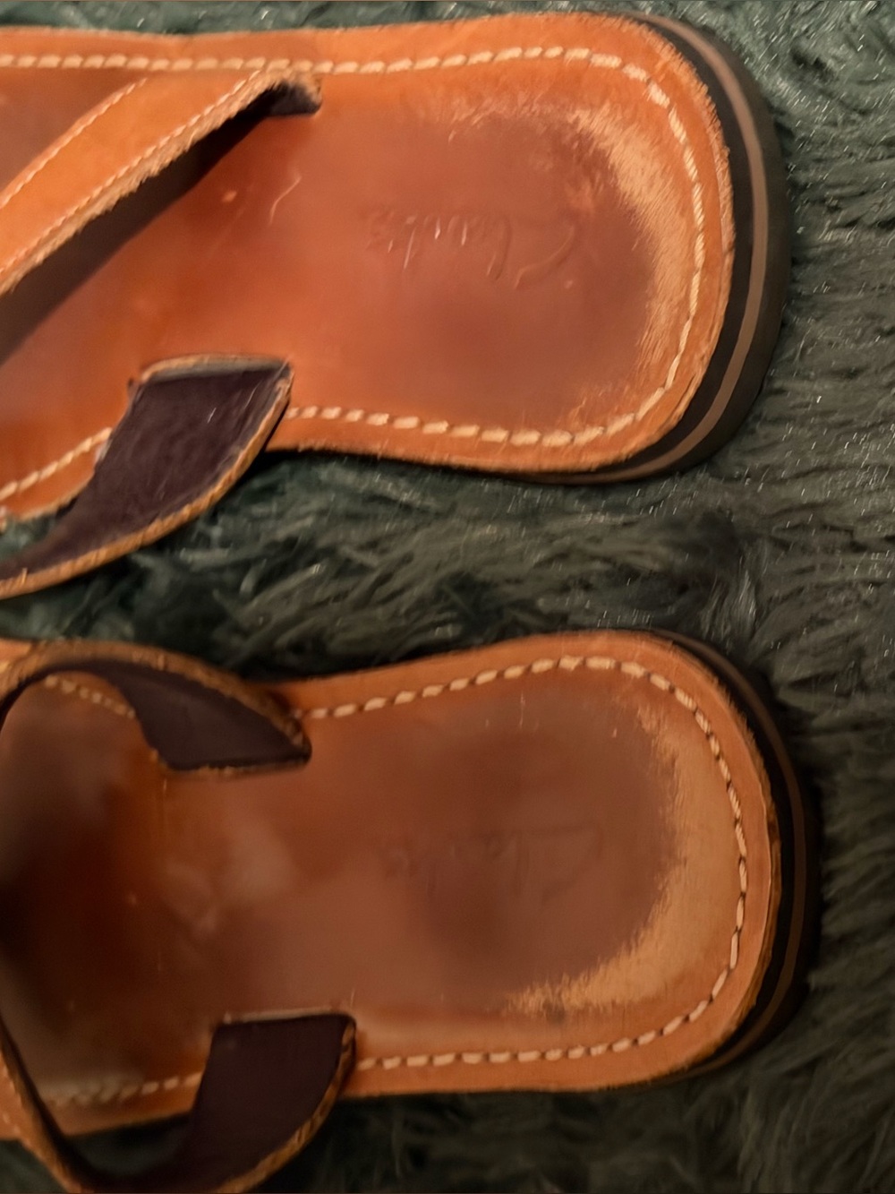 Clarks Leather Flip Flop Sandals Brown Comfort Thong Women’s Size 7 - Picture 5 of 10